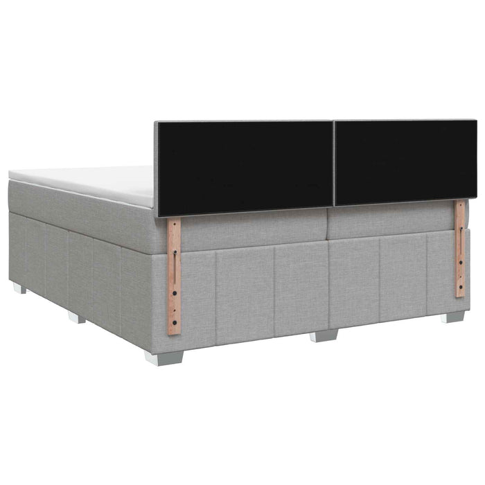 Pat cu arcuri LED și saltea Gri deschis 200 x 200 cm Țesătură WALTI