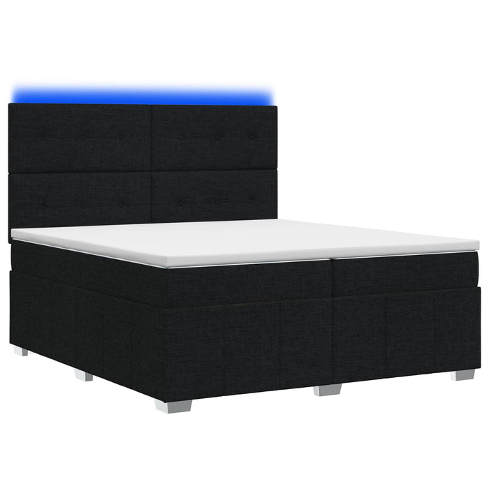 Pat cu arcuri LED și saltea Negru 200 x 200 cm Țesătură - WALTI WALTI