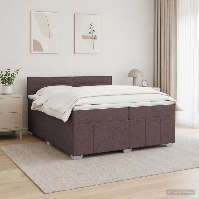 Pat cu arcuri LED și saltea Maro închis 200 x 200 cm Țesătură WALTI