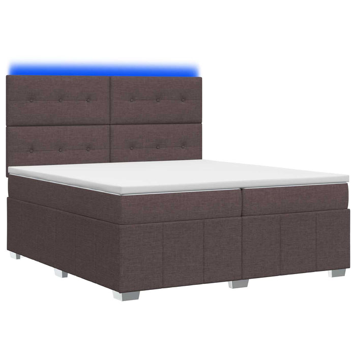 Pat cu arcuri LED și saltea Maro închis 200 x 200 cm Țesătură WALTI