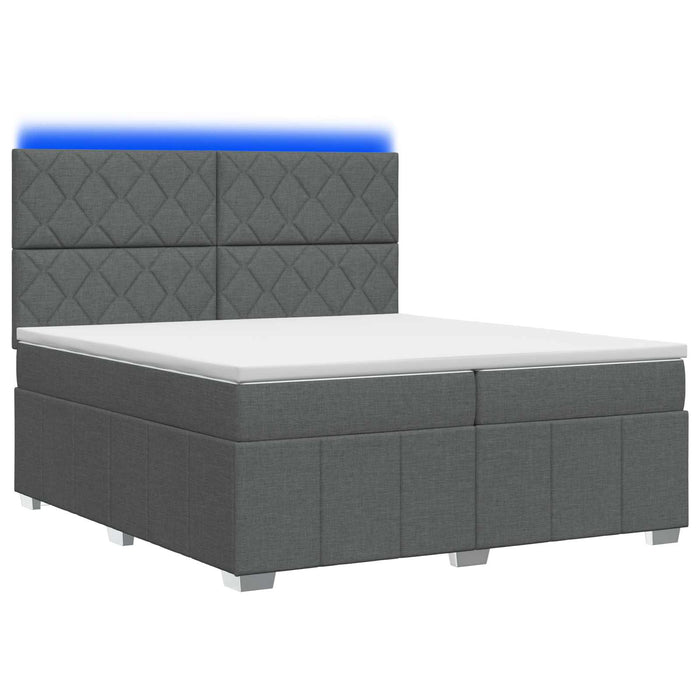 Pat cu arcuri LED și saltea Gri închis 200 x 200 cm Țesătură WALTI