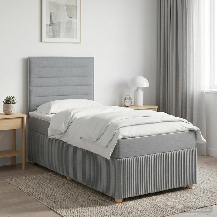 Pat cu arcuri LED și saltea Gri deschis 90 x 190 cm Țesătură - WALTI WALTI