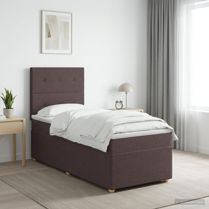 Pat cu arcuri LED și saltea Maro închis 90 x 190 cm Țesătură WALTI