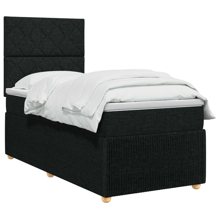 Pat cu arcuri LED și saltea Negru 80 x 200 cm Țesătură - WALTI WALTI