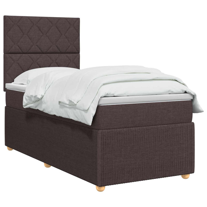 Pat cu arcuri LED și saltea Maro închis 80 x 200 cm Țesătură WALTI