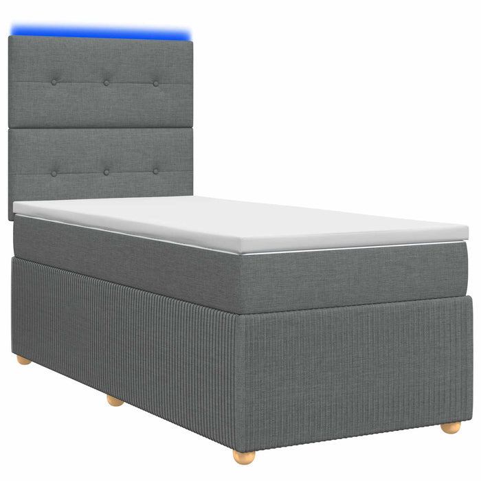 Pat cu arcuri LED și saltea Gri închis 90 x 190 cm Țesătură WALTI