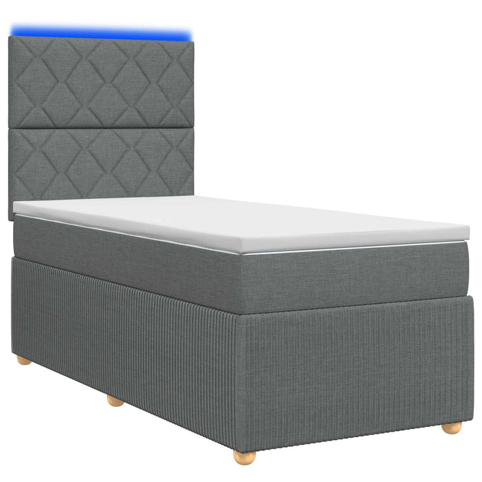 Pat cu arcuri LED și saltea Gri închis 90 x 190 cm Țesătură - WALTI WALTI