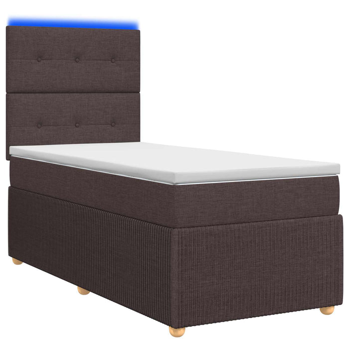 Pat cu arcuri LED și saltea Maro închis 90 x 200 cm Țesătură - WALTI WALTI