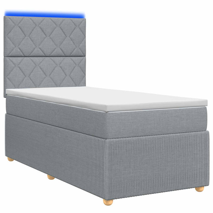 Pat cu arcuri LED și saltea Gri deschis 90 x 200 cm Țesătură - WALTI WALTI