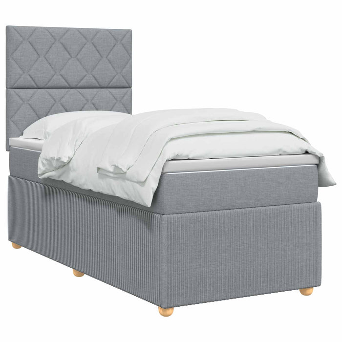 Pat cu arcuri LED și saltea Gri deschis 90 x 200 cm Țesătură - WALTI WALTI