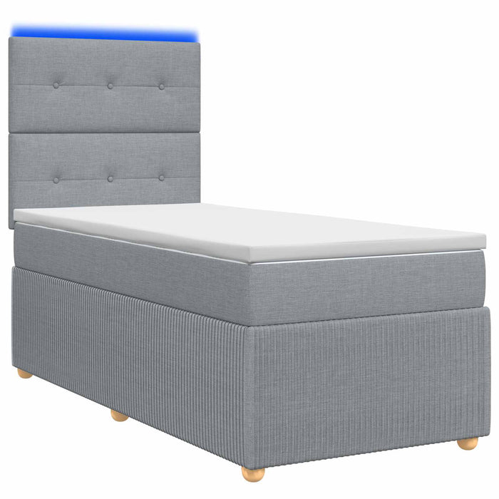 Pat cu arcuri LED și saltea Gri deschis 100 x 200 cm Țesătură - WALTI WALTI