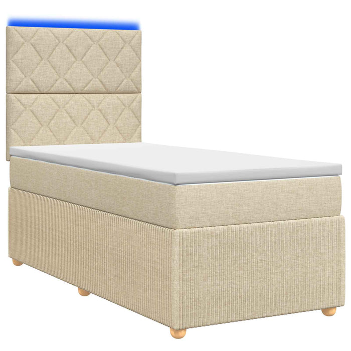 Pat cu arcuri LED și saltea Crem 100 x 200 cm Țesătură - WALTI WALTI