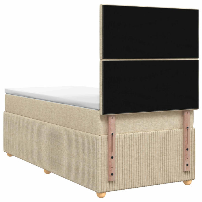 Pat cu arcuri LED și saltea Crem 100 x 200 cm Țesătură - WALTI WALTI