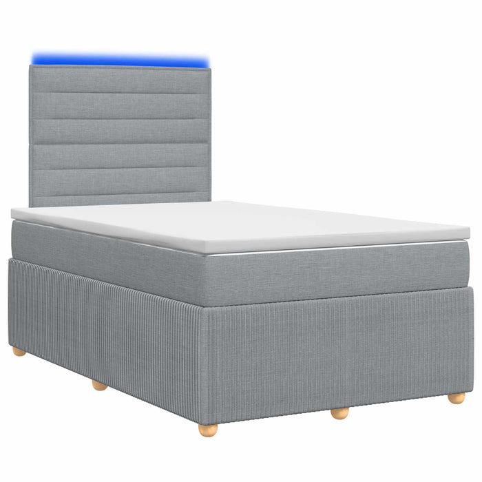 Pat cu arcuri LED și saltea Gri deschis 120 x 190 cm Țesătură WALTI