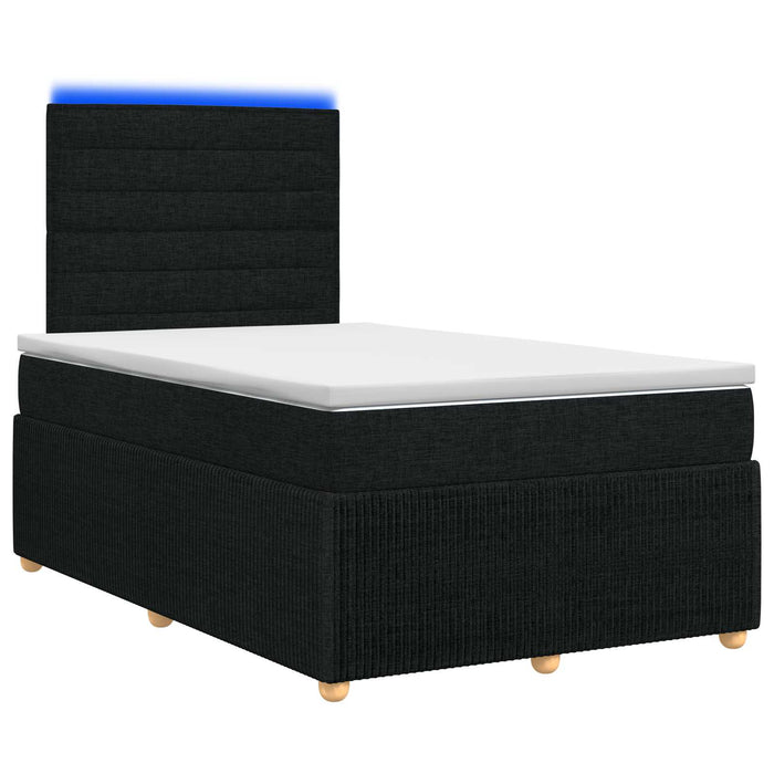 Pat cu arcuri LED și saltea Negru 120 x 190 cm Țesătură WALTI