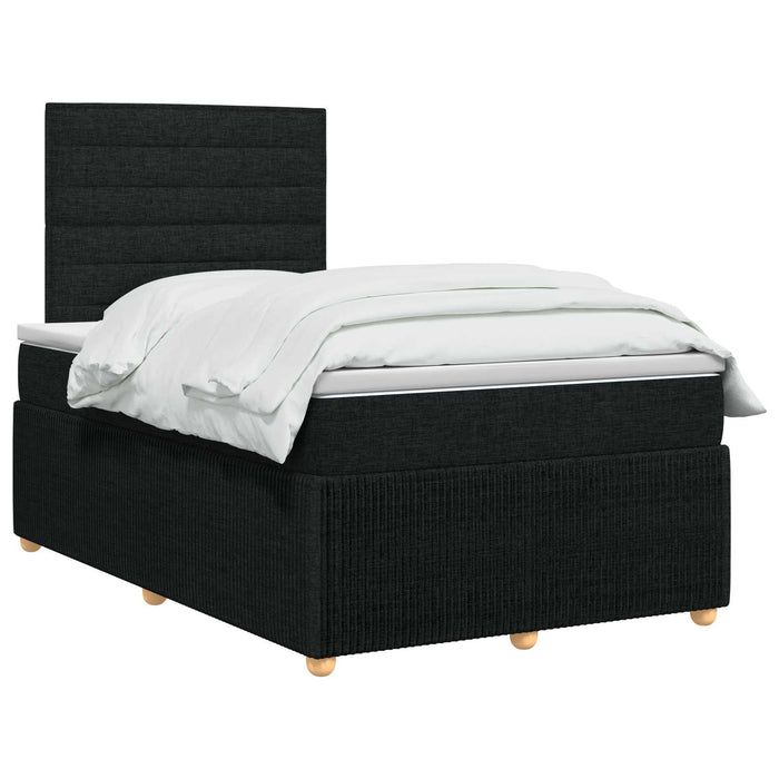 Pat cu arcuri LED și saltea Negru 120 x 190 cm Țesătură WALTI