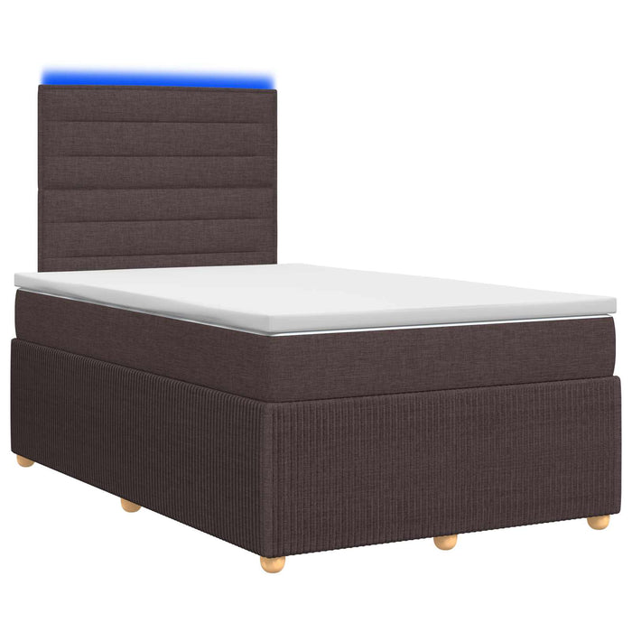 Pat cu arcuri LED și saltea Maro închis 120 x 190 cm Țesătură WALTI