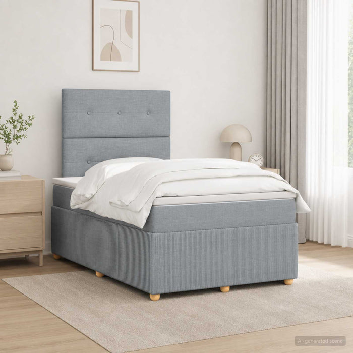 Pat cu arcuri LED și saltea Gri deschis 120 x 190 cm Țesătură WALTI