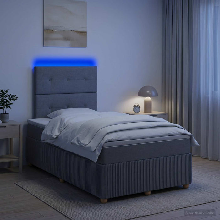 Pat cu arcuri LED și saltea Gri deschis 120 x 200 cm Țesătură WALTI
