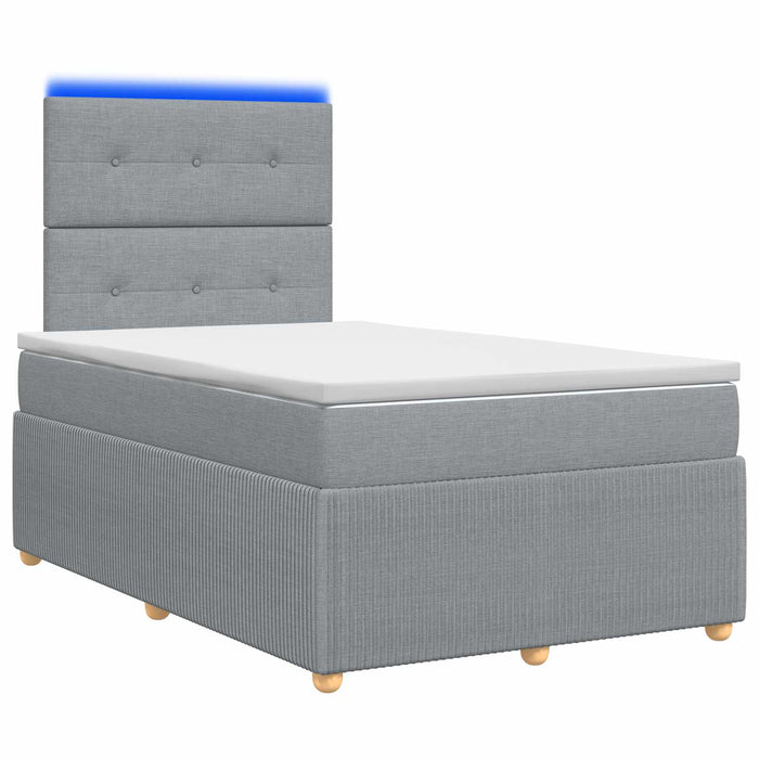 Pat cu arcuri LED și saltea Gri deschis 120 x 190 cm Țesătură WALTI