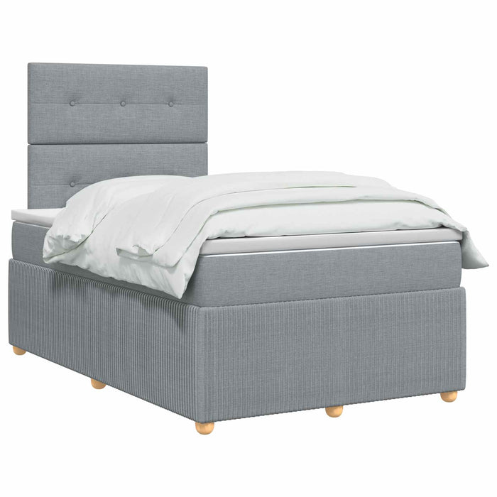 Pat cu arcuri LED și saltea Gri deschis 120 x 190 cm Țesătură WALTI