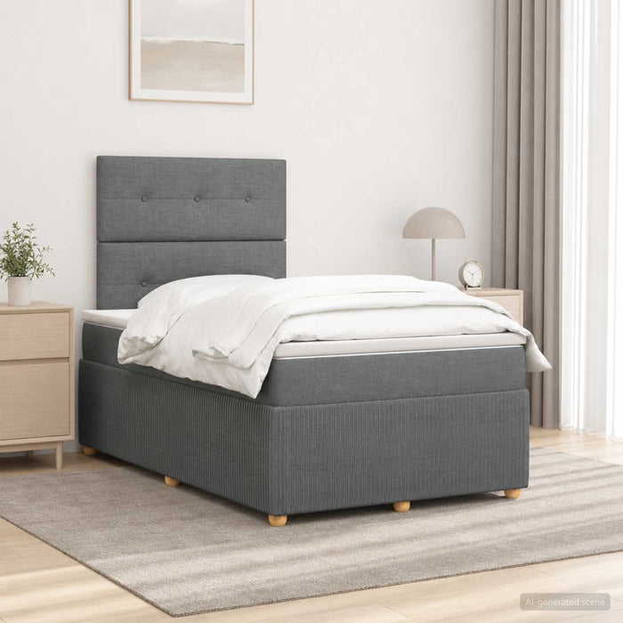 Pat cu arcuri LED și saltea Gri închis 120 x 200 cm Țesătură - WALTI WALTI