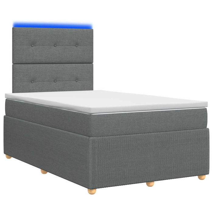 Pat cu arcuri LED și saltea Gri închis 120 x 190 cm Țesătură - WALTI WALTI