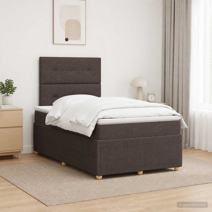 Pat cu arcuri LED și saltea Maro închis 120 x 200 cm Țesătură - WALTI WALTI