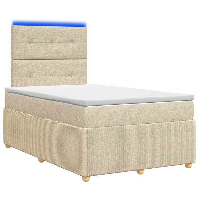 Pat cu arcuri LED și saltea Crem 120 x 190 cm Țesătură WALTI