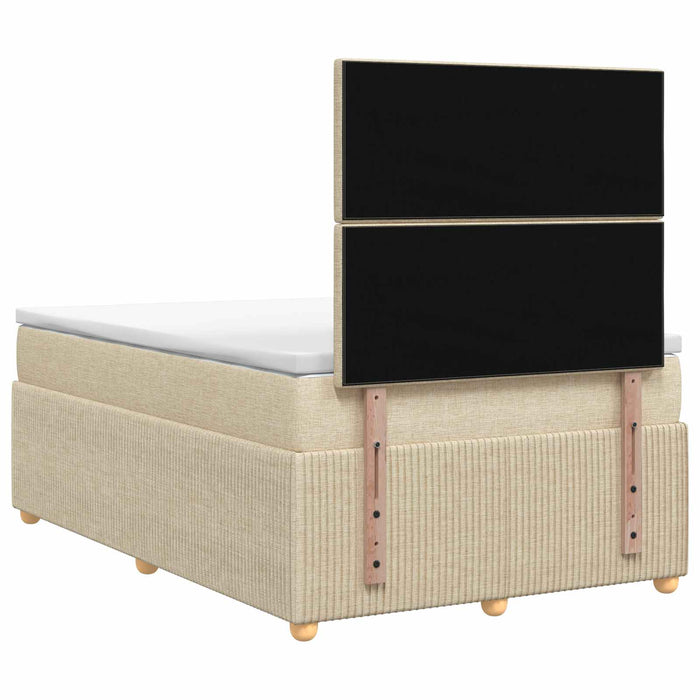 Pat cu arcuri LED și saltea Crem 120 x 190 cm Țesătură WALTI