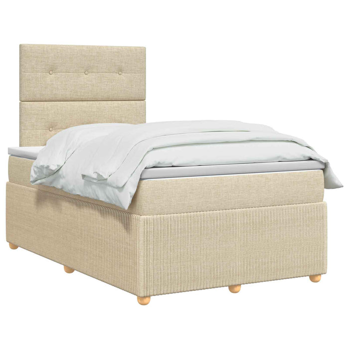 Pat cu arcuri LED și saltea Crem 120 x 190 cm Țesătură WALTI