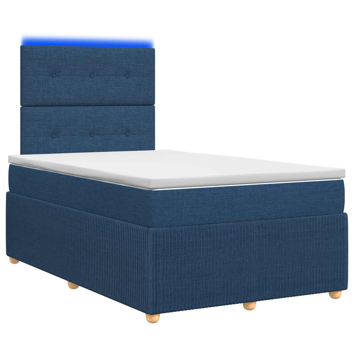 Pat cu arcuri LED și saltea albastru 120 x 190 cm Țesătură WALTI