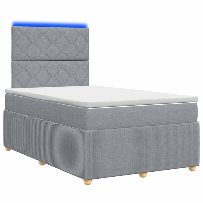 Pat cu arcuri LED și saltea Gri deschis 120 x 190 cm Țesătură WALTI