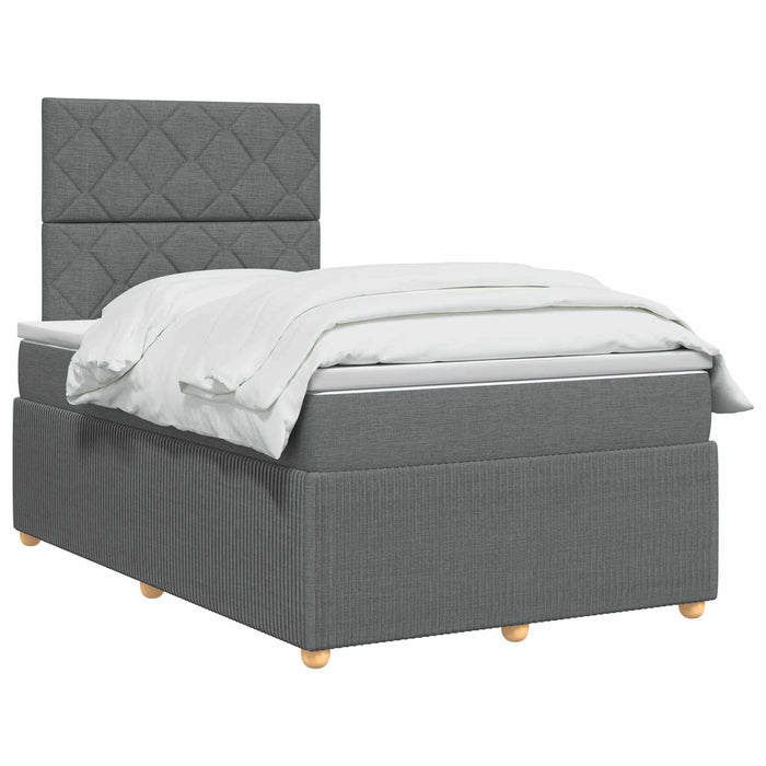 Pat cu arcuri LED și saltea Gri închis 120 x 190 cm Țesătură WALTI