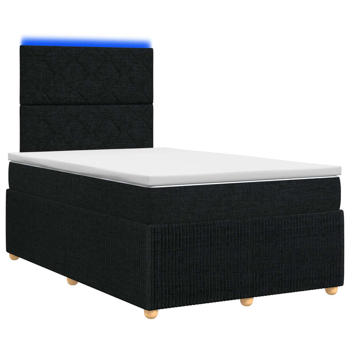 Pat cu arcuri LED și saltea Negru 120 x 190 cm Țesătură WALTI