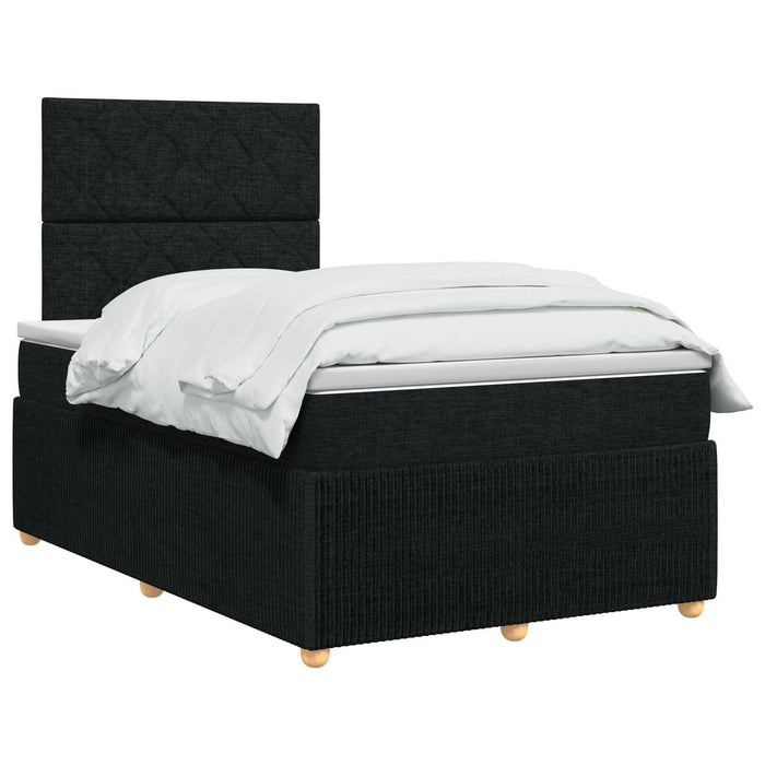 Pat cu arcuri LED și saltea Negru 120 x 190 cm Țesătură WALTI