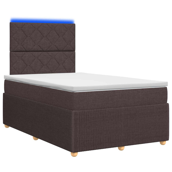 Pat cu arcuri LED și saltea Maro închis 120 x 190 cm Țesătură WALTI