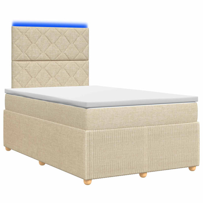 Pat cu arcuri LED și saltea Crem 120 x 190 cm Țesătură WALTI