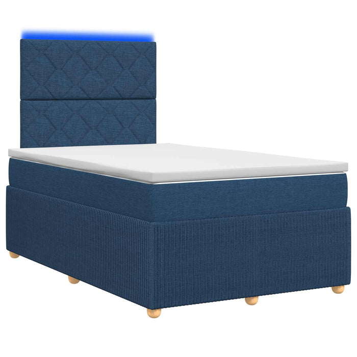 Pat cu arcuri LED și saltea albastru 120 x 190 cm Țesătură WALTI