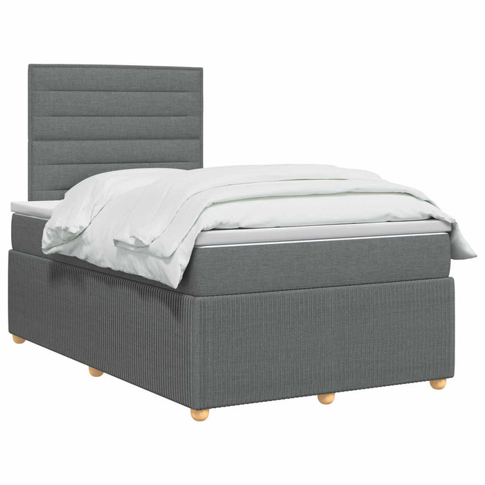 Pat cu arcuri LED și saltea Gri închis 120 x 200 cm Țesătură WALTI