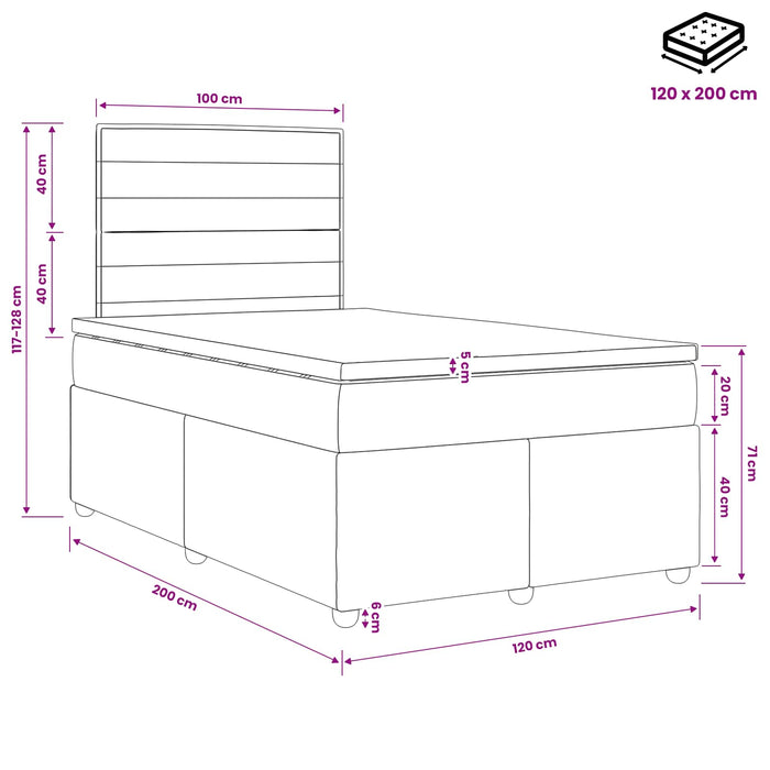 Pat cu arcuri LED și saltea Maro închis 120 x 200 cm Țesătură WALTI