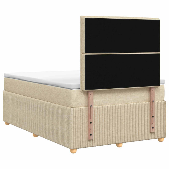 Pat cu arcuri LED și saltea Crem 120 x 200 cm Țesătură WALTI