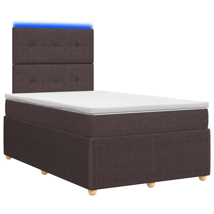 Pat cu arcuri LED și saltea Maro închis 120 x 200 cm Țesătură - WALTI WALTI