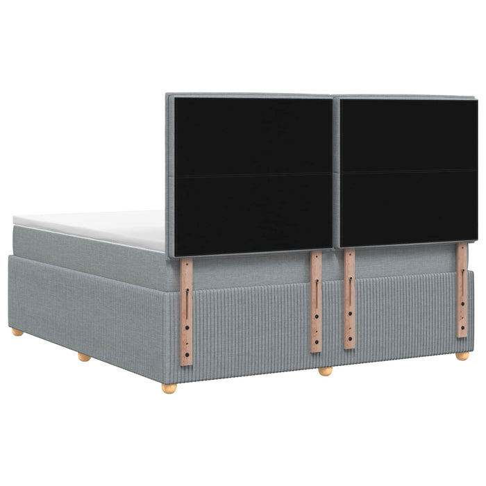Pat cu arcuri LED și saltea Gri deschis 140 x 190 cm Țesătură WALTI