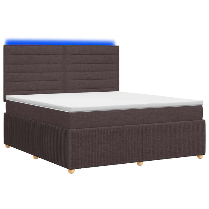 Pat cu arcuri LED și saltea Maro închis 140 x 190 cm Țesătură WALTI