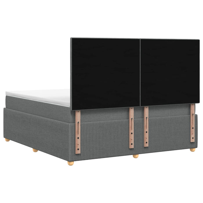 Pat cu arcuri LED și saltea Gri închis 140 x 190 cm Țesătură WALTI