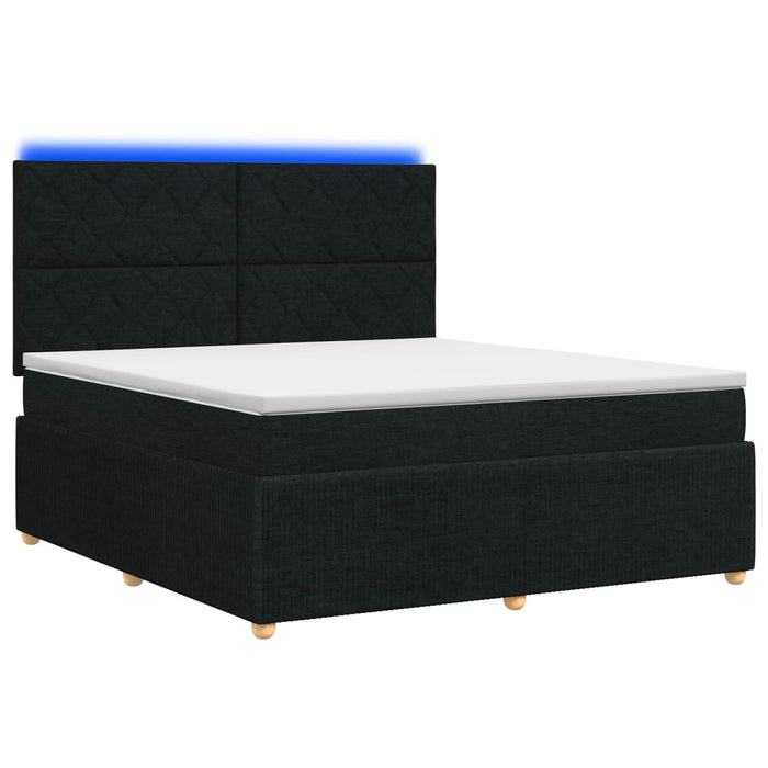 Pat cu arcuri LED și saltea Negru 140 x 190 cm Țesătură WALTI