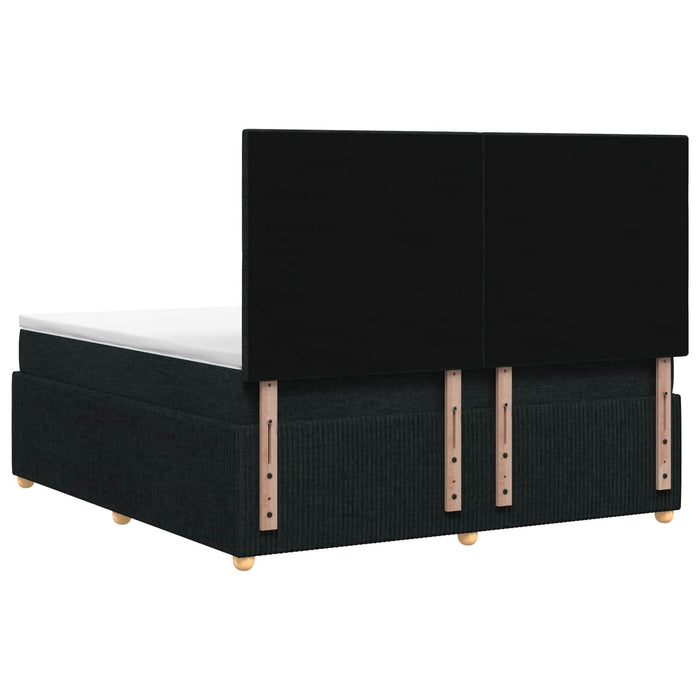 Pat cu arcuri LED și saltea Negru 140 x 190 cm Țesătură WALTI