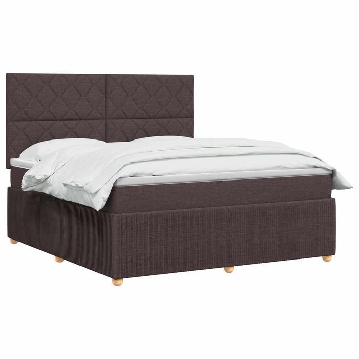 Pat cu arcuri LED și saltea Maro închis 140 x 190 cm Țesătură WALTI