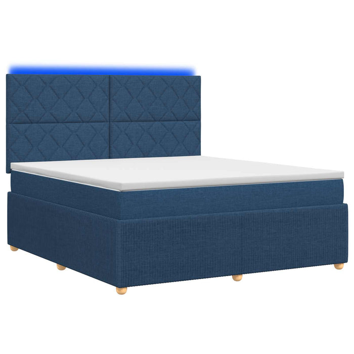 Pat cu arcuri LED și saltea albastru 140 x 190 cm Țesătură WALTI